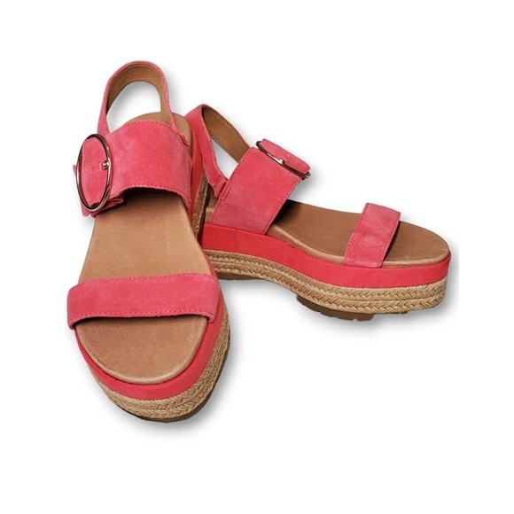 UGG Shoes - UGG April Espadrille Women's Sandals SIze 7.5 Strawberry Pink Suede Platform
